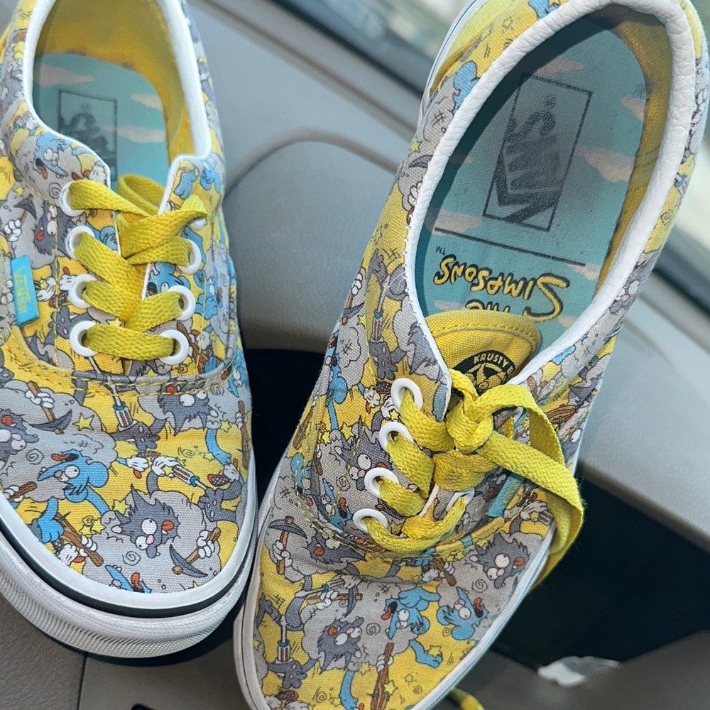 Vans Kids Simpson Cartoon Print Sneakers - Yellow and Gray men's 4.0 women 5.5 - Picture 5 of 10